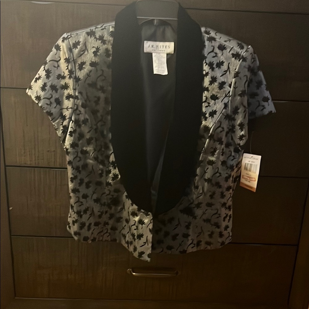 NWT Vintage METALLIC SHORT SLEEVE TUXEDO JACKET 14 DEADSTOCK